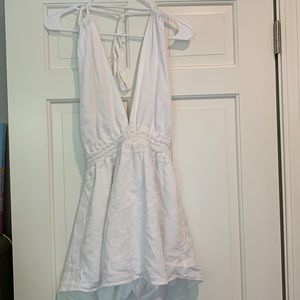 Beautiful white backless tie romper